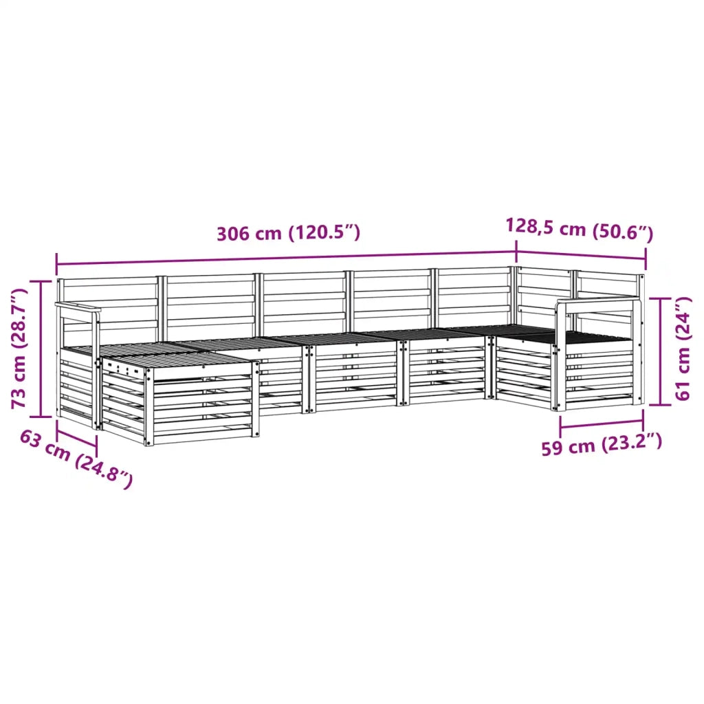 Set divani 7 pcs Naturale Legno di Acacia Massello 3375154