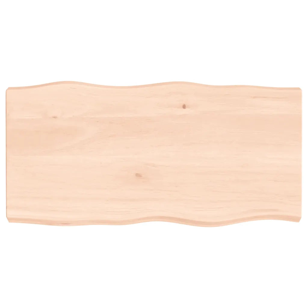 Piano per Tavolo 80x40x(2-6) cm Rovere Non Trattato Bordi Vivi 363874