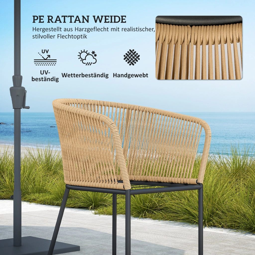 Set Giardino 5 Pezzi con Tavolo e Sedie ¨C Zephmum ¨C Polyrattan Grigio Antracite