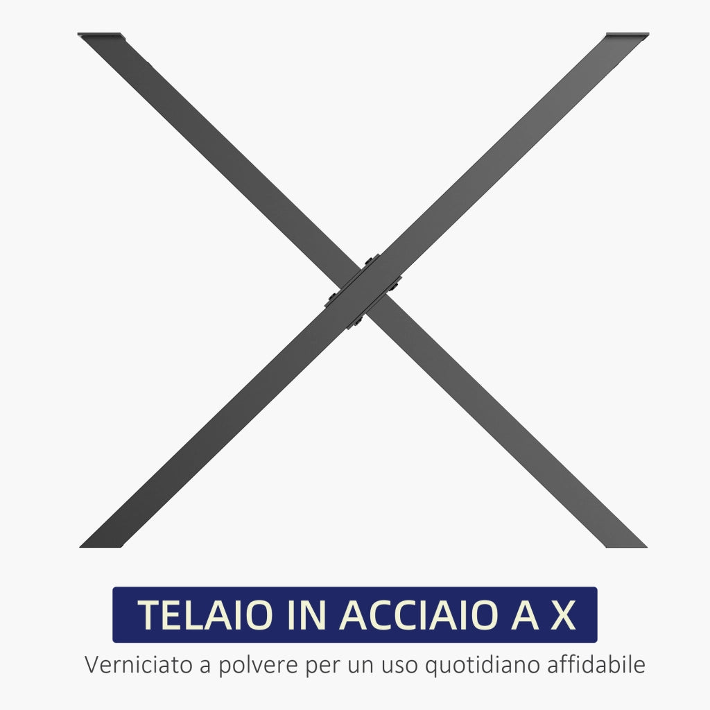 Gambe per Tavolo a X in Acciaio ¨C Xylo ¨C Nero, 80x72 cm, Set 2 Pezzi con Viti