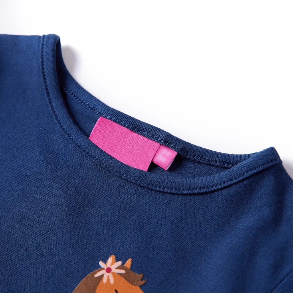 Maglietta da Bambina a Maniche Lunghe Blu Marino 140 13623