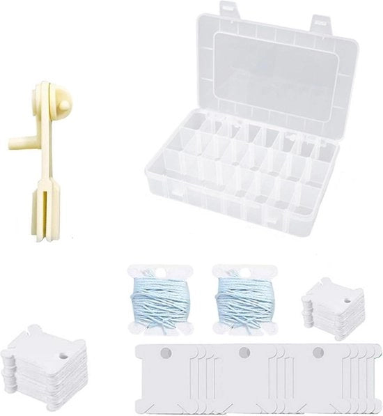 Set di fili da cucire con avvolgicavo - 100 pezzi di spool con avvolgitore di floss - carte per fili da cucire