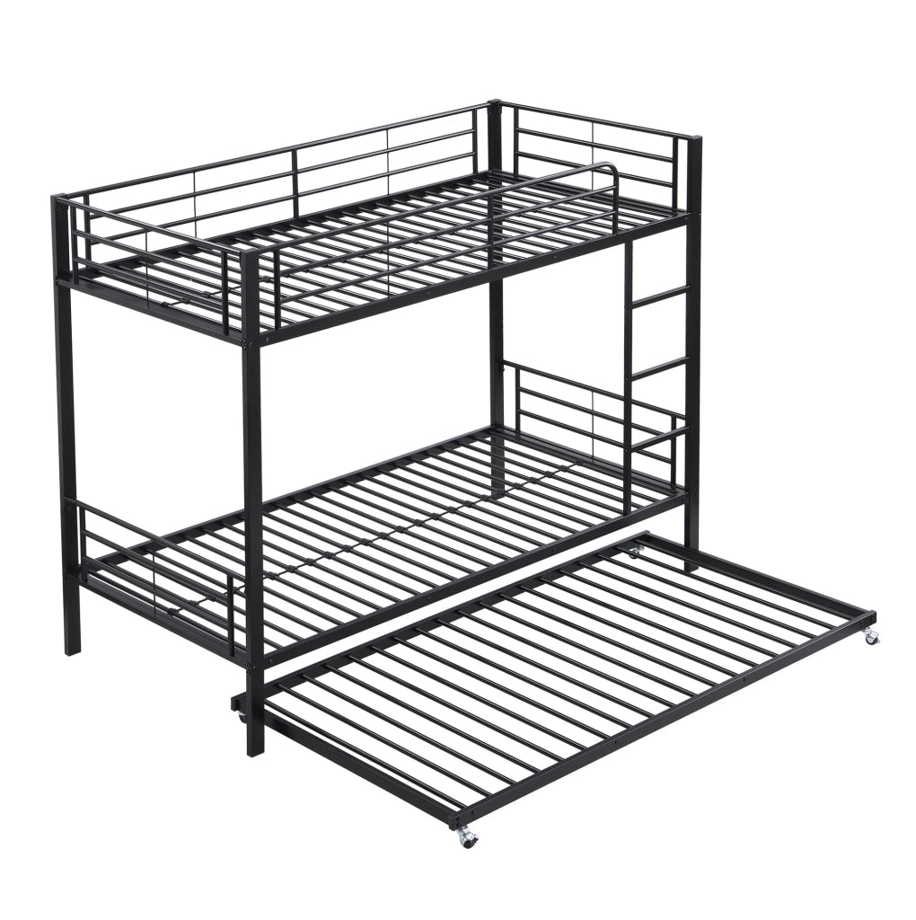 Letto a castello 204x95x160 cm con letto estraibile; metallo nero