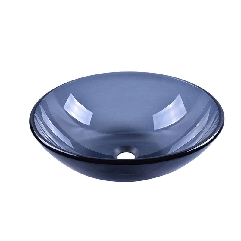 Lavabo da appoggio in vetro nero 380x380x130 mm senza piletta