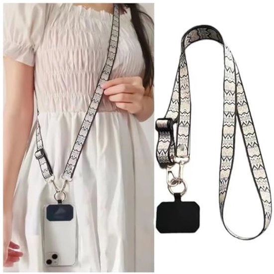 Cavo telefonico × Cuffie regolabili × Piastra di fissaggio × Corda nera Universale cavo telefonico multifunzionale, compatibile con la maggior parte degli smartphone