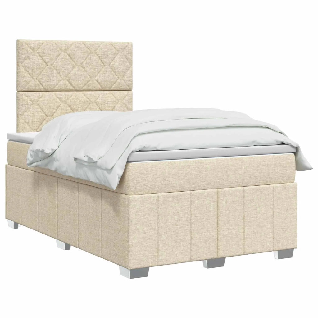 Letto Box Spring LED con Materasso Crema 120 x 200 cm Tessuto 3455589