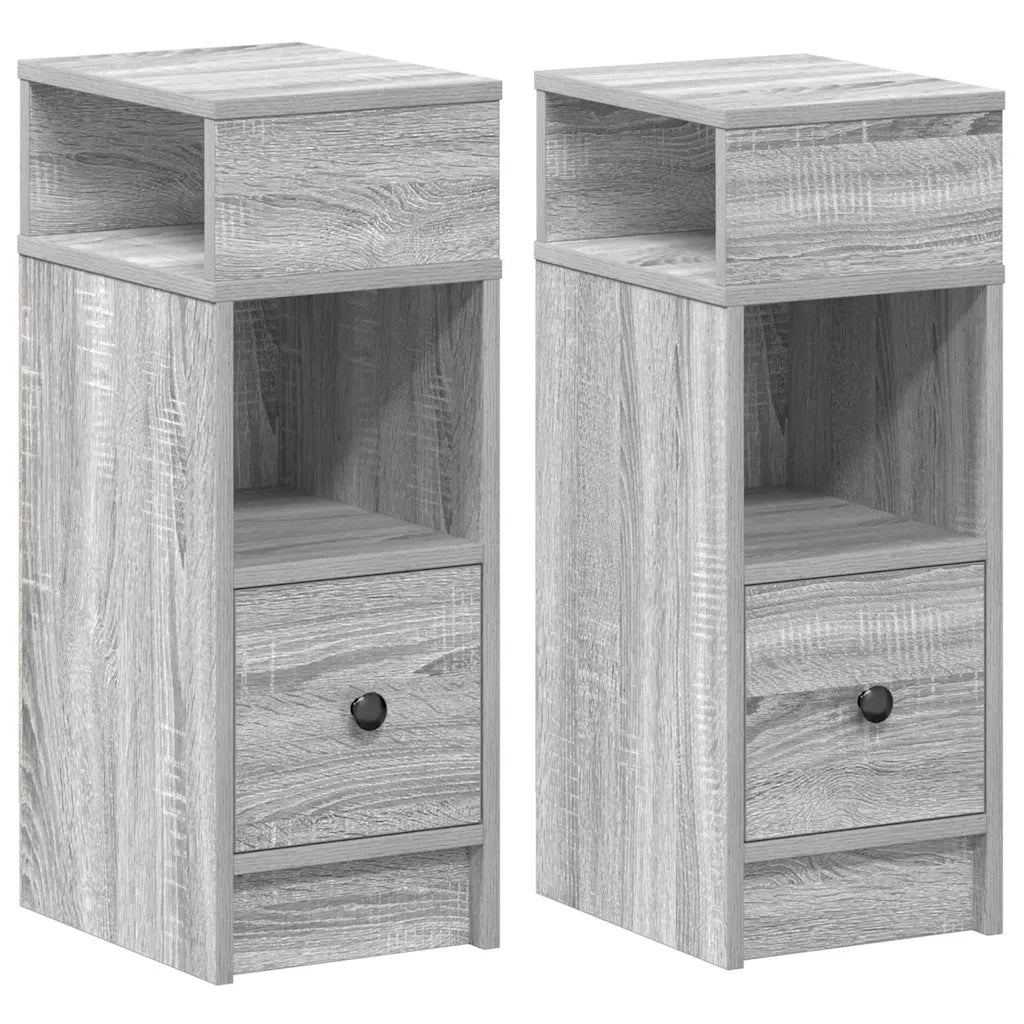 Comodini 2 pz con Cassetto Grigio Sonoma 25x31x66 cm 858625