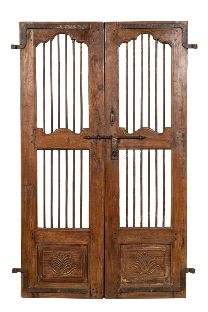 Biscottini Porta portone in legno massello e ferro da interno o da esterno vecchia e antica medievale scorrevole