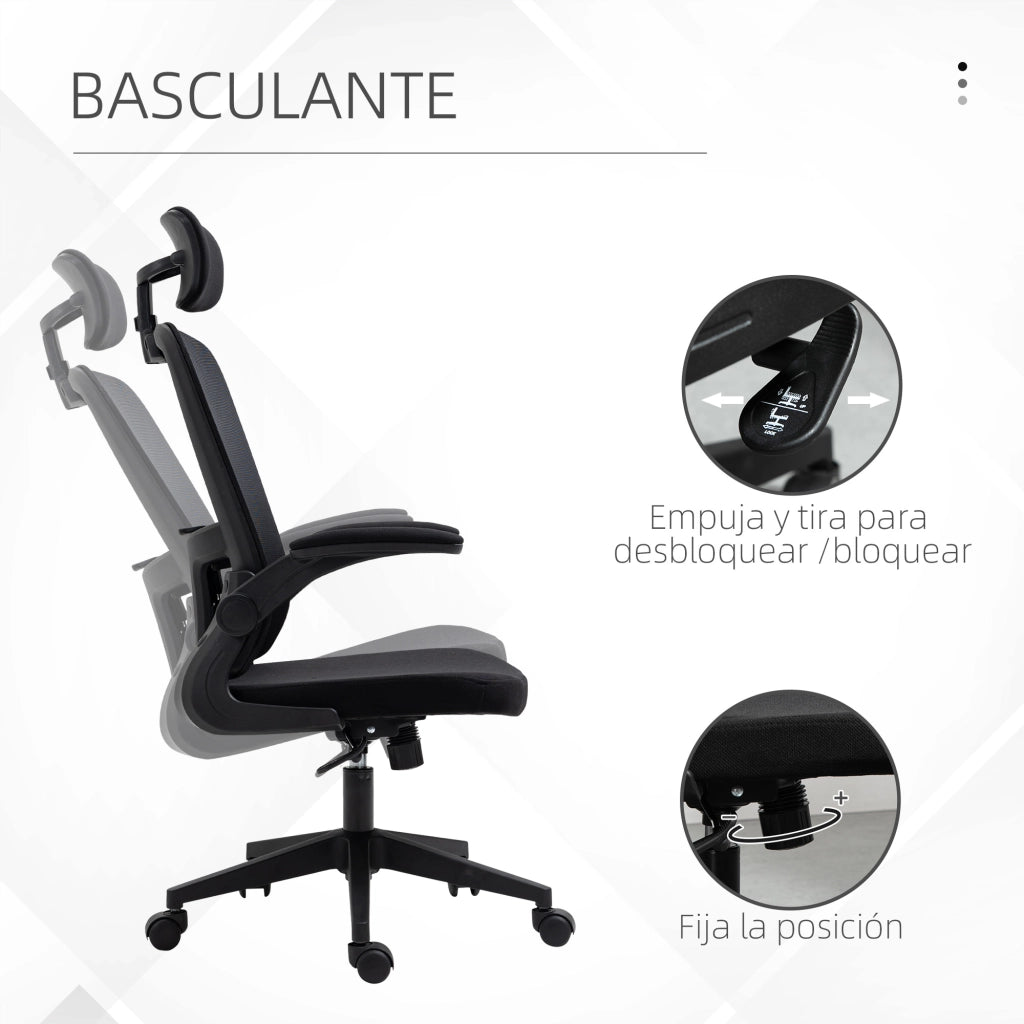 Sedia da ufficio con rete ¨C zephmum ¨C nera, 65x64x114-122 cm
