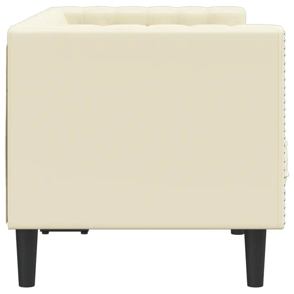 Divano Chesterfield a 2 Posti-Sofa 2 Posti-Divanetto Crema in Similpelle