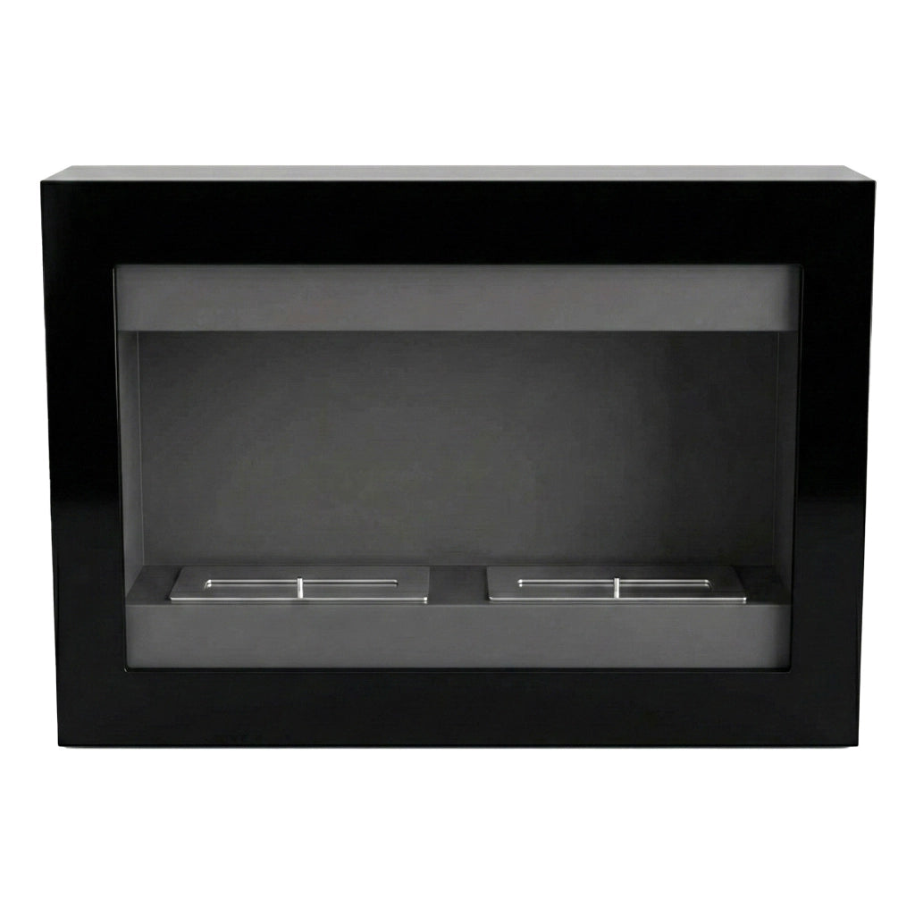 Vespasiano - Camino a Bioetanolo da Parete 80x51x16 cm con 2 Bruciatori 3 Litri Nero
