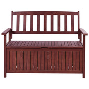Panca da Esterno con Contenitore in Legno Massello di Acacia 2 Posti 120 cm Rosso Mogano