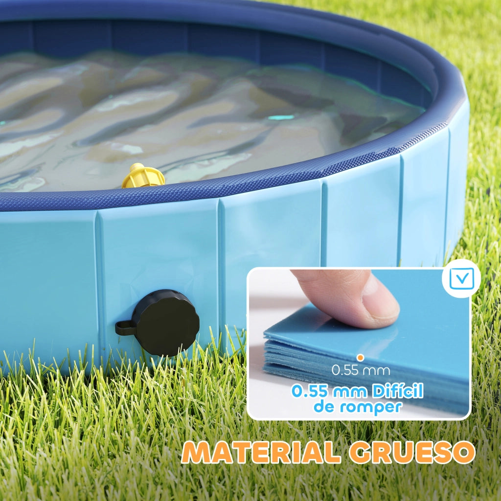 Piscina per Cani Pieghevole ¨C Xylo ¨C PVC Antiscivolo ?80x20cm Azzurro