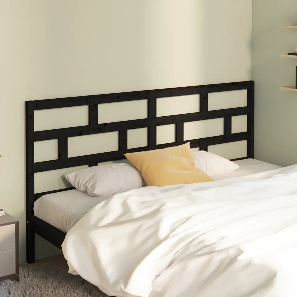 Testiera | Testata per Letto Nera 186x4x100 cm in Legno Massello di Pino