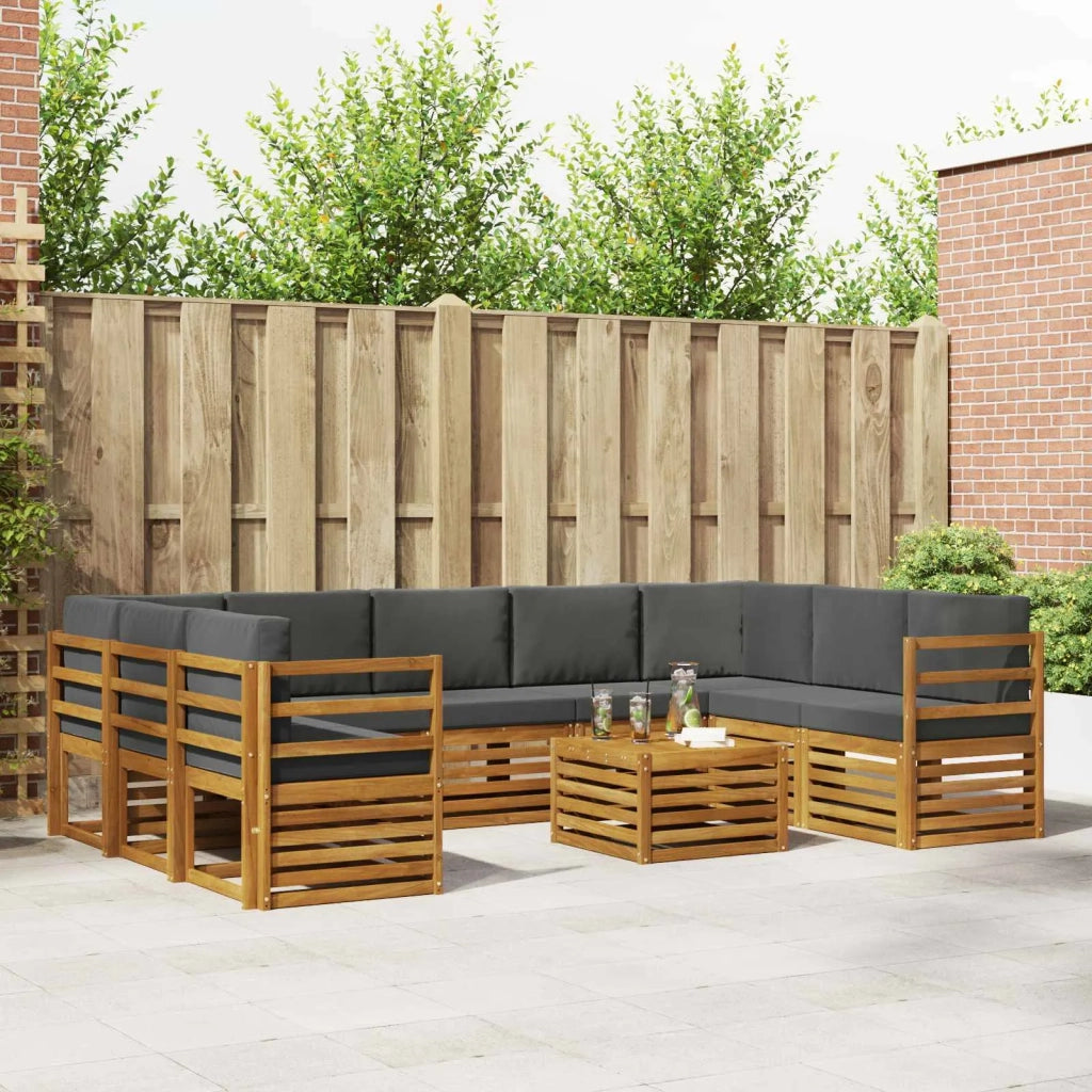 Set divani 10 pcs Naturale e Antracite Legno di Acacia Massello 3375502
