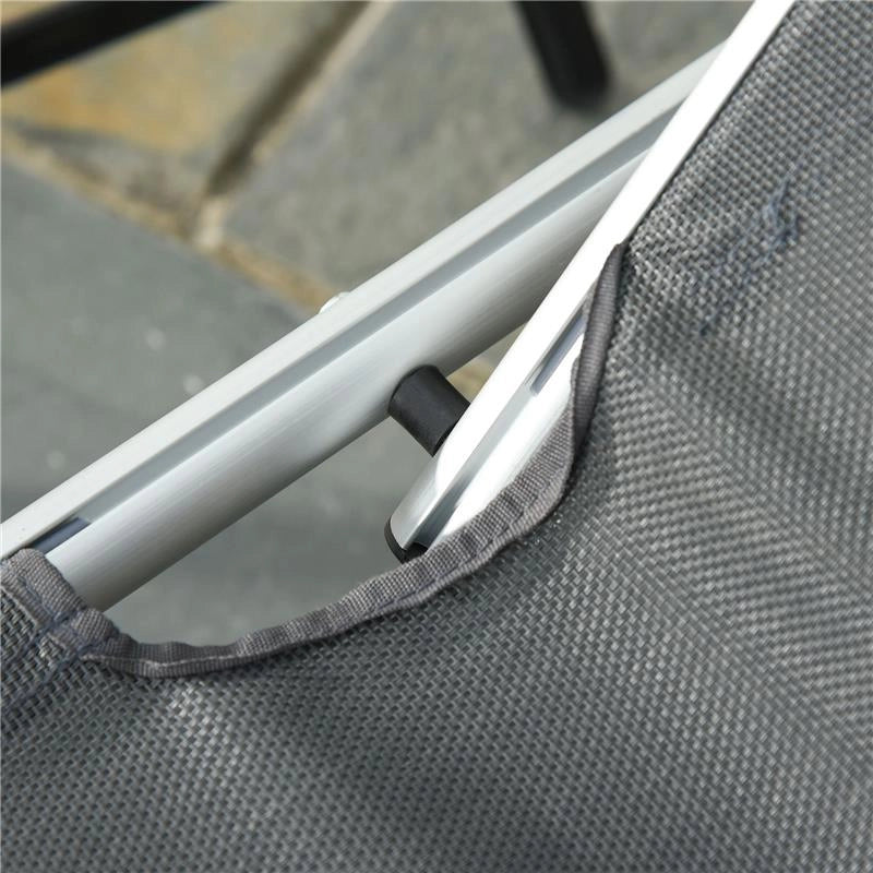 SDRAIO PIEGHEVOLE CON POGGIATESTA E SCHIENALE REGOLABILE IN ALLUMINIO 60X165X76CM GRIGIO