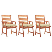 Sedie da Pranzo da Esterni con Cuscini 3 pz Massello di Acacia cod mxl 8123