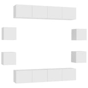 Set Mobili Porta TV 8 pz | Armadietto TV | Mobile Porta TV Bianco in Legno Multistrato