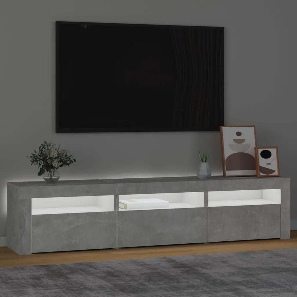 Mobile Porta TV con Luci LED-Credenza TV Grigio Cemento 180x35x40 cm