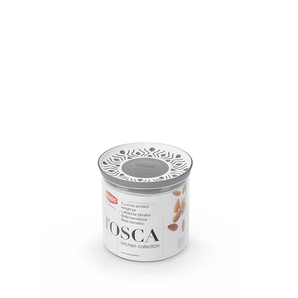 Barattolo Contenitore Ermetico Tondo Tosca Bianco Grigio 700 cc