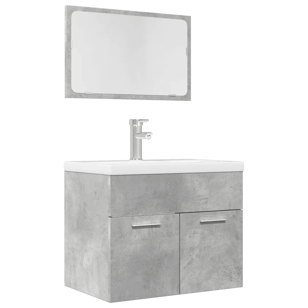 vidaXL Set Mobili da Bagno 2 pz Grigio Cemento in Legno Multistrato