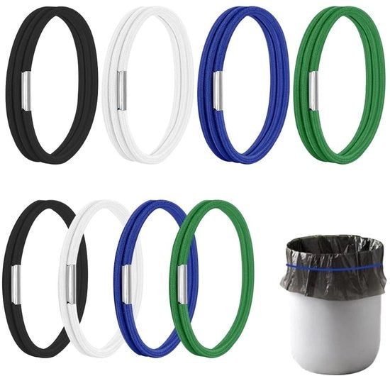 Contenitore di Rifiuti Adattabile con Cinture Multifunzionali in Gomma - 60cm/140cm - Colore Vivace - Duraturo - Cintura per Sacchetto di Spazzatura