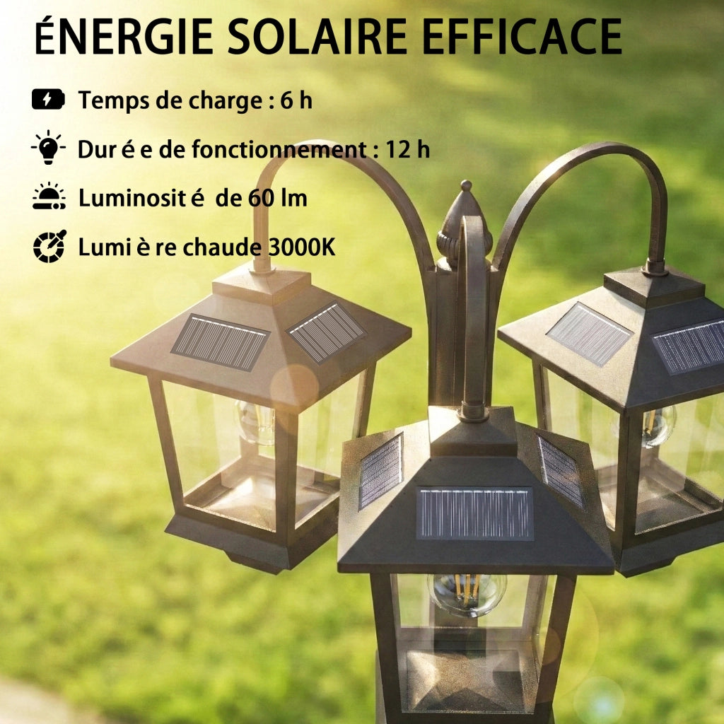 Lampada da giardino solare 3 teste ¨C zephmum ¨C nero