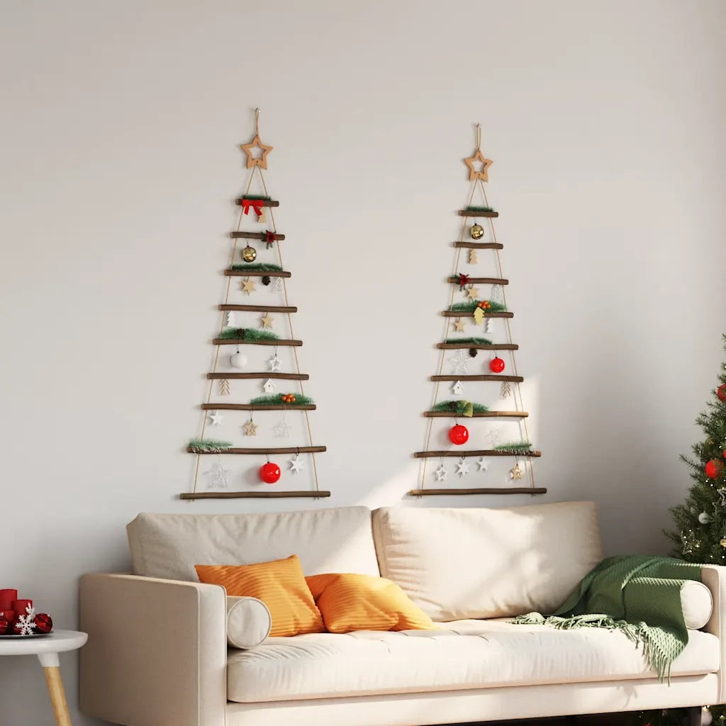 Alberi di Natale sospesi con stelle in alto 2 pz 55x120 cm Ramo naturale 4101010