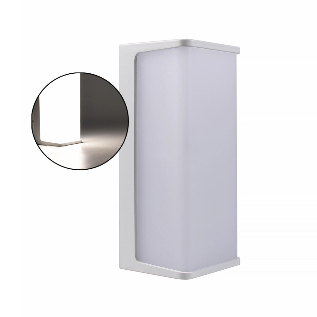 APPLIQUE DA ESTERNO LED RETTANGOLARE LAMPADA DA PARETE MODERNA IN PVC BIANCO LUCE NATURALE 4000K