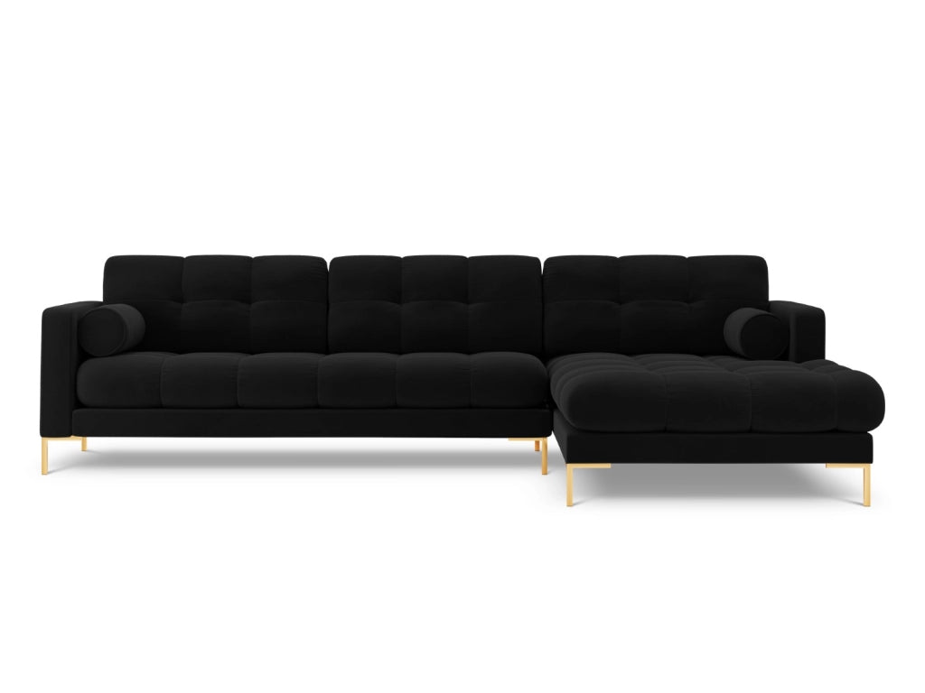 Cosmopolitan Design - Divano angolare destro "Bali" 5 posti in velluto nero 