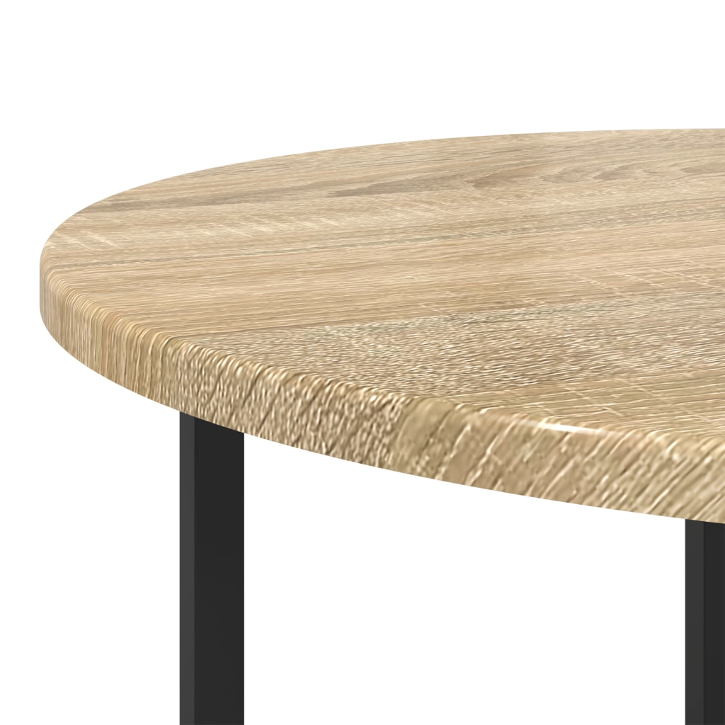 Set di 2 Tavolini in Legno Ingegnerizzato Rovere Sonoma e Metallo