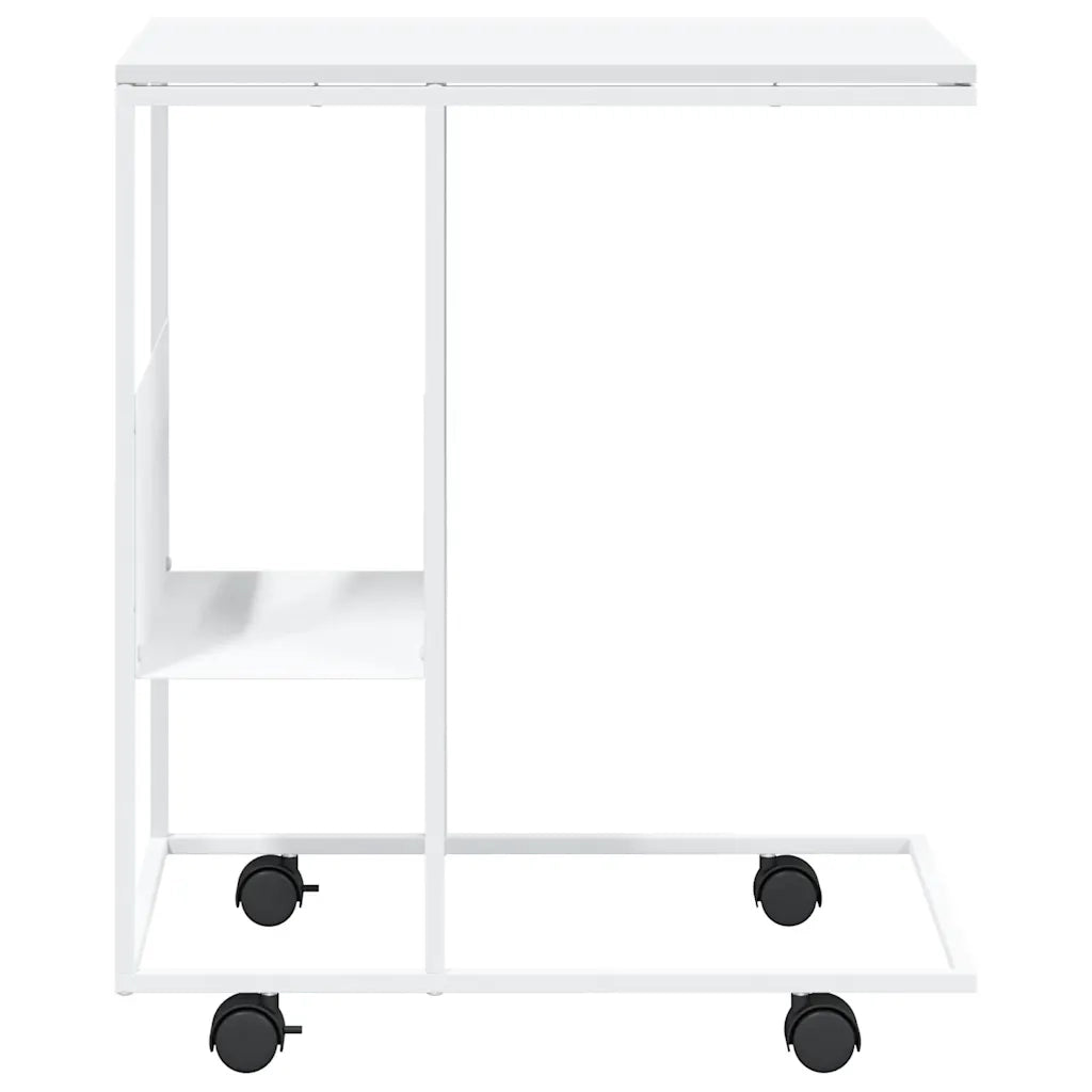 Tavolino con Ruote Bianco 55x36x63,5 cm in Legno Multistrato cod mxl 58227