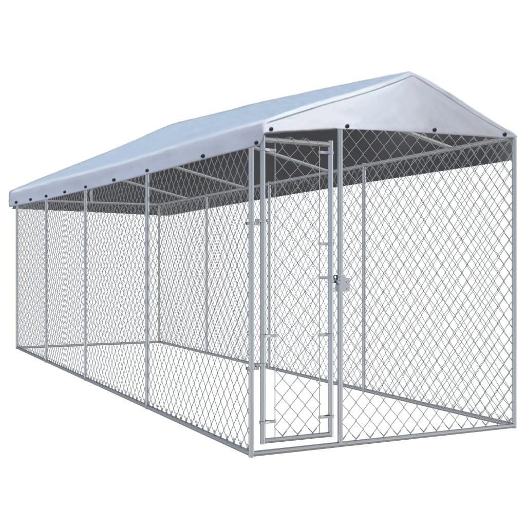 Recinto per animali da esterno per cani con tettoia 760 x 190 x 225 cm 02_0000456