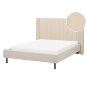 Letto matrimoniale con doghe 180 x 200 cm tessuto bouclè di colore beige stile glam moderno