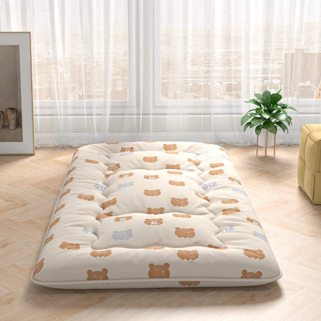 Materasso futon portatile con copertura lavabile sacca da trasporto-Tappeto arrotolabile per pavimento 90cm Marrone