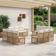 Set di divani da esterno 12 pz Naturale e Bianco Crema 3437656