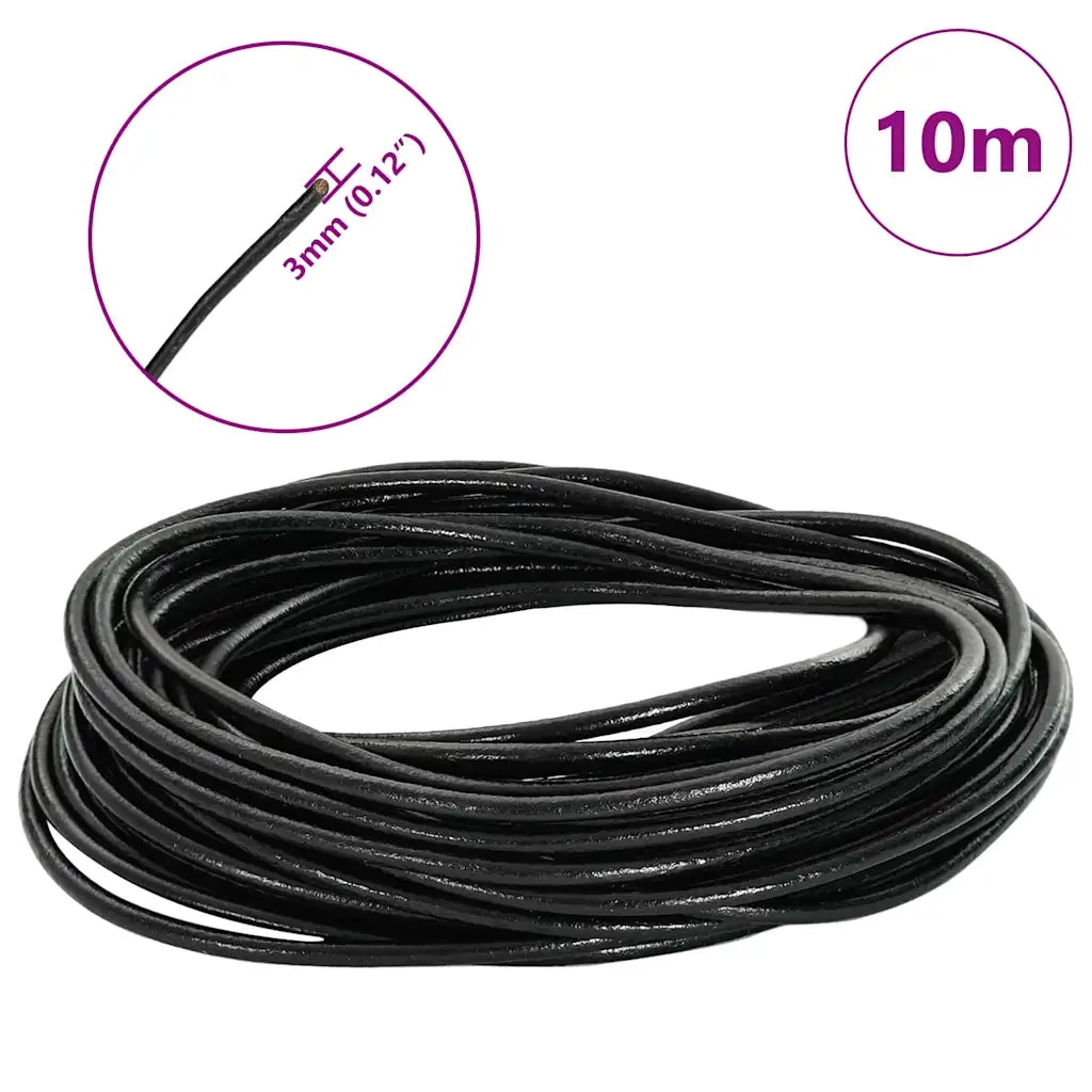 Cordino in Pelle Nero ?3 mm x 10 m Pelle CFW6038379