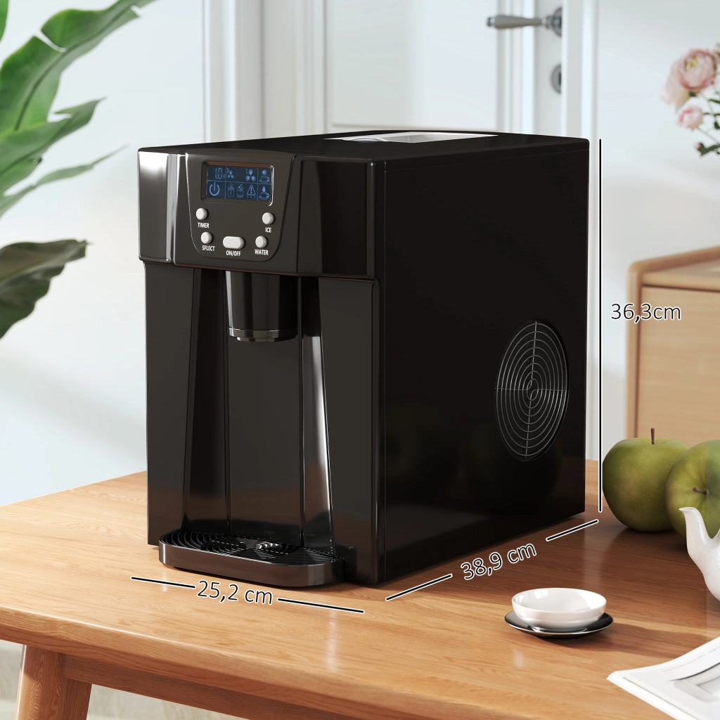 Macchina del ghiaccio con distributore acqua ¨C zephmum ¨C 12kg/24h 9 cubi 6-10 min 25.2x38.9x36.3cm nero