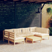 Set Divani da Giardino 7 pz con Cuscini Crema in Massello di Pino 3097157