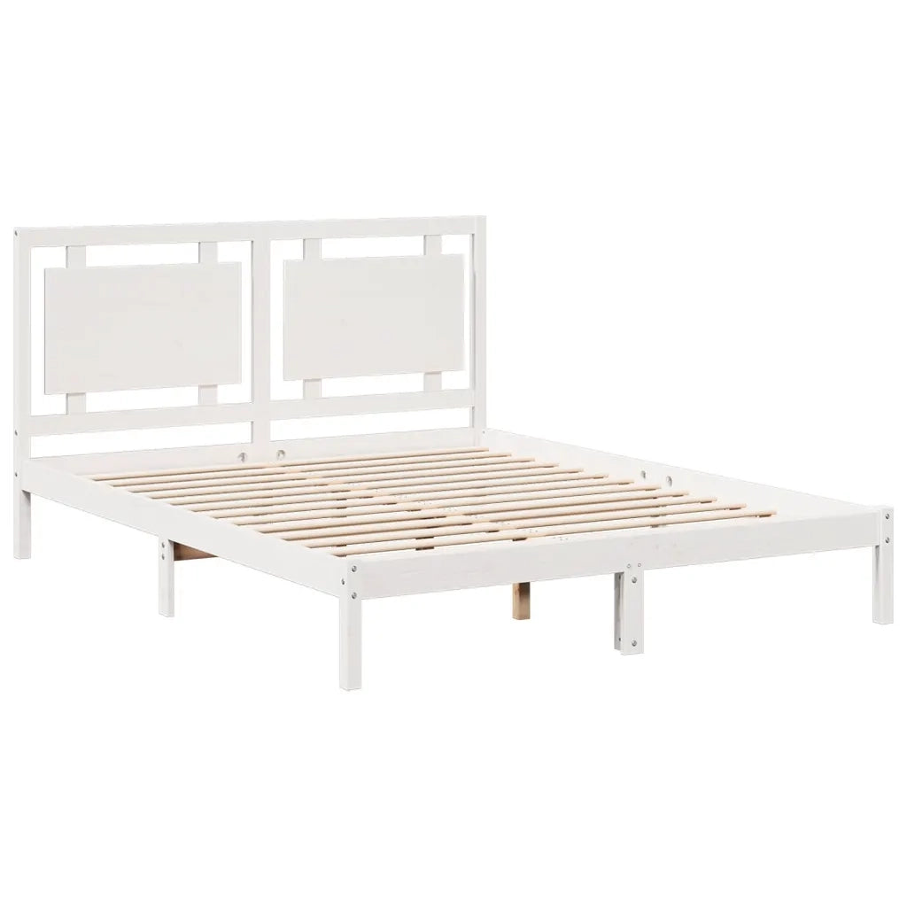 vidaXL Giroletto Extra Lungo senza Materasso Bianco 140x210cm Massello