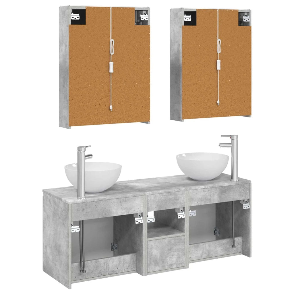 Set di Armadi da Bagno 5 pcs Grigio Cemento 53 x 15,5 x 70 cm 3406370