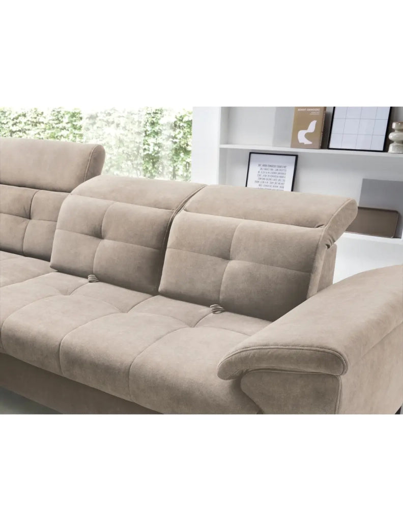 Divano ad angolo Beige 5 posti angolo sinistro 5 posti comfort INFERNO