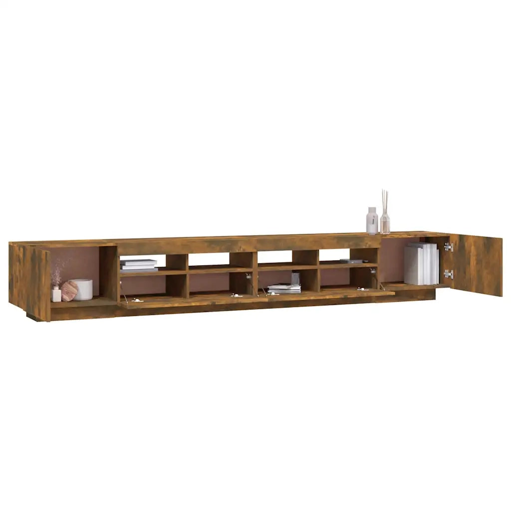 Set Mobili TV 3pz con Luci LED Rovere Fumo in Legno Multistrato cod mxl 18191
