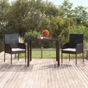 Tavolo da Giardino Piano in Vetro Nero 90x90x75 cm Polyrattan cod mxl 34363