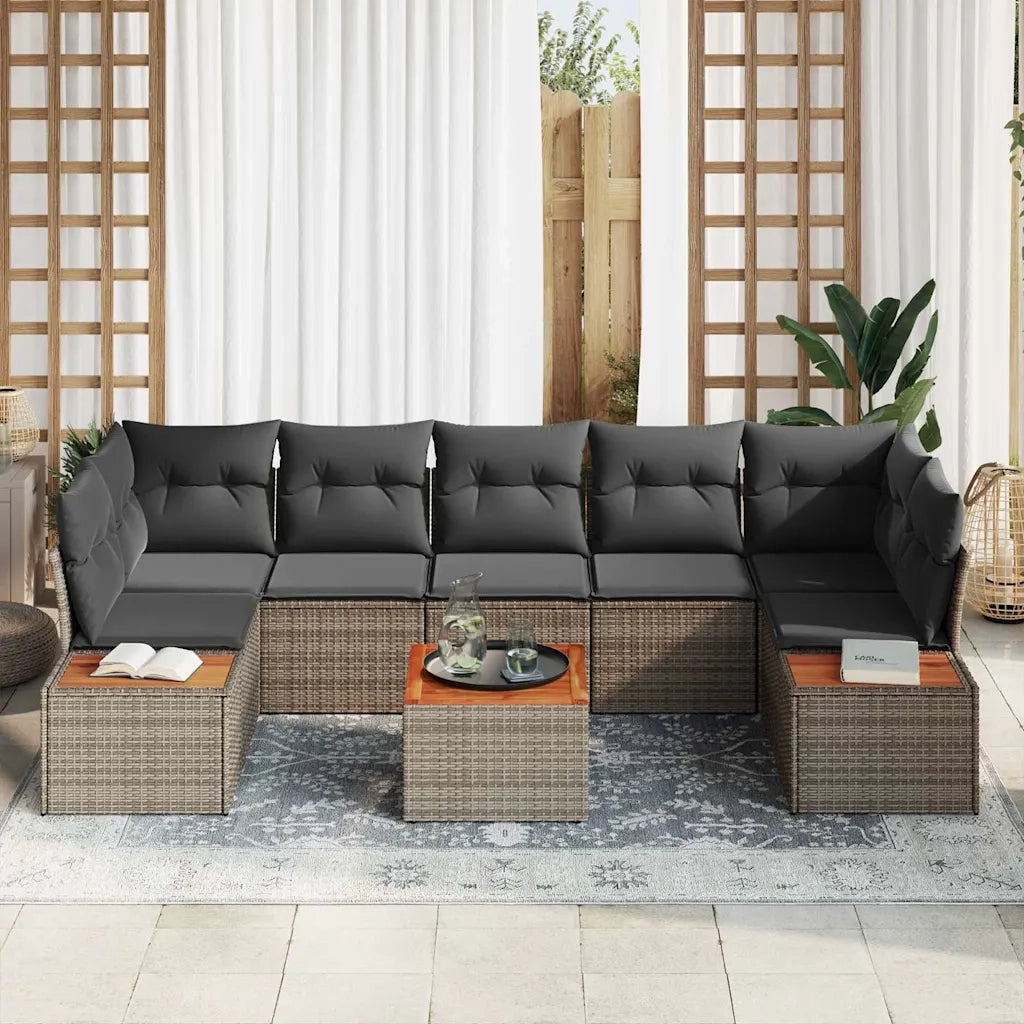 Set Divano da Giardino con cuscino 8 pcs Grigio Poly Rattan 3356714