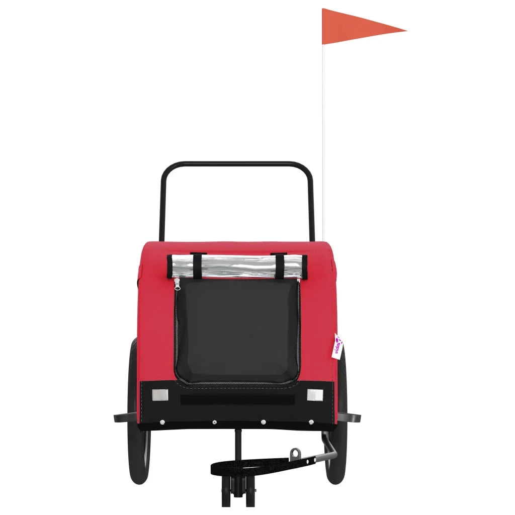 Rimorchio da Bici per Animali Rosso e Nero Oxford e Ferro CFW4413518