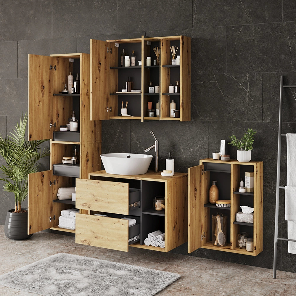 Vicco Set di mobili da bagno Artigiano/grigio 4 parti