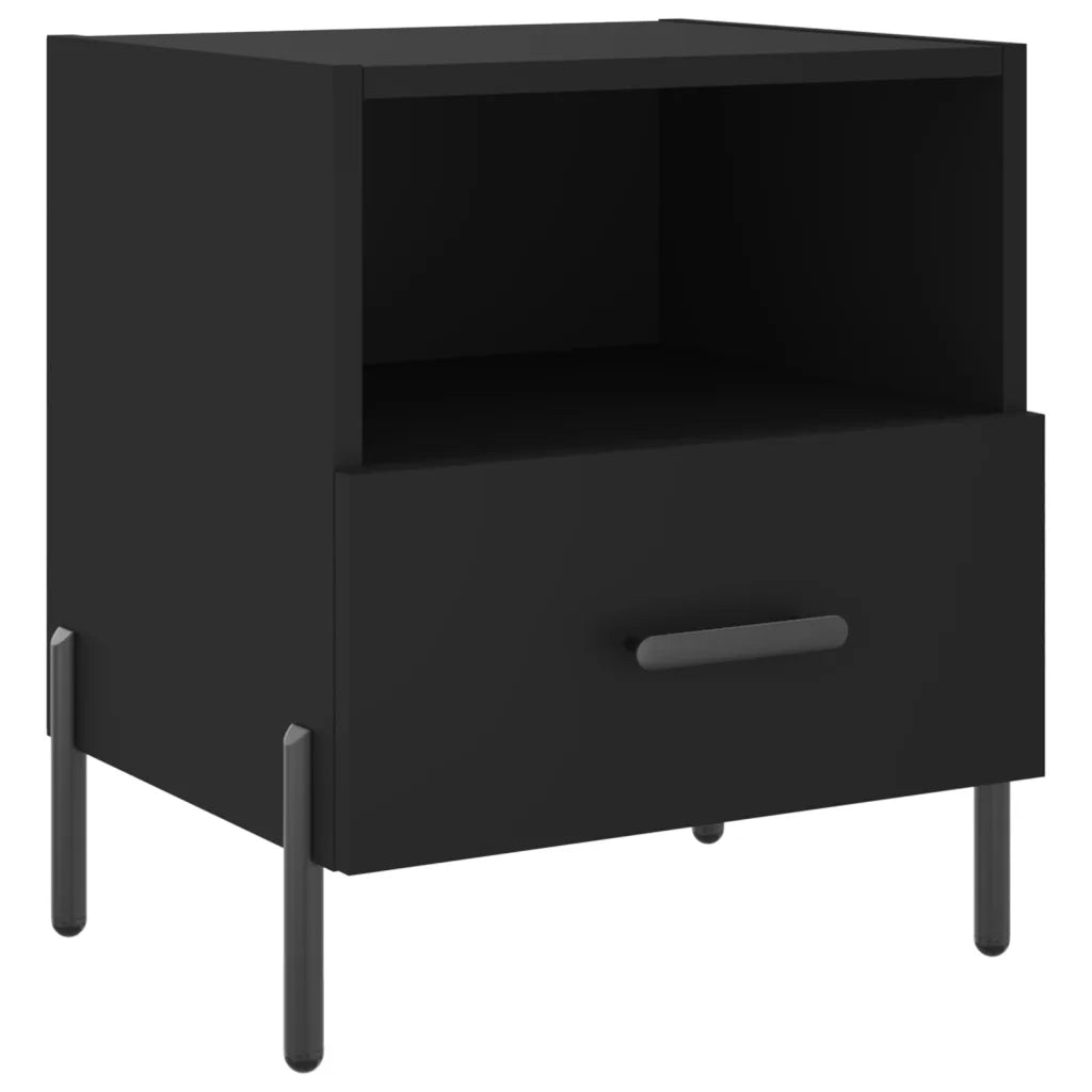Set di 2 Comodini | Armadio da Notte | Mobiletto da notte Neri 40x35x47,5 cm in Legno Multistrato
