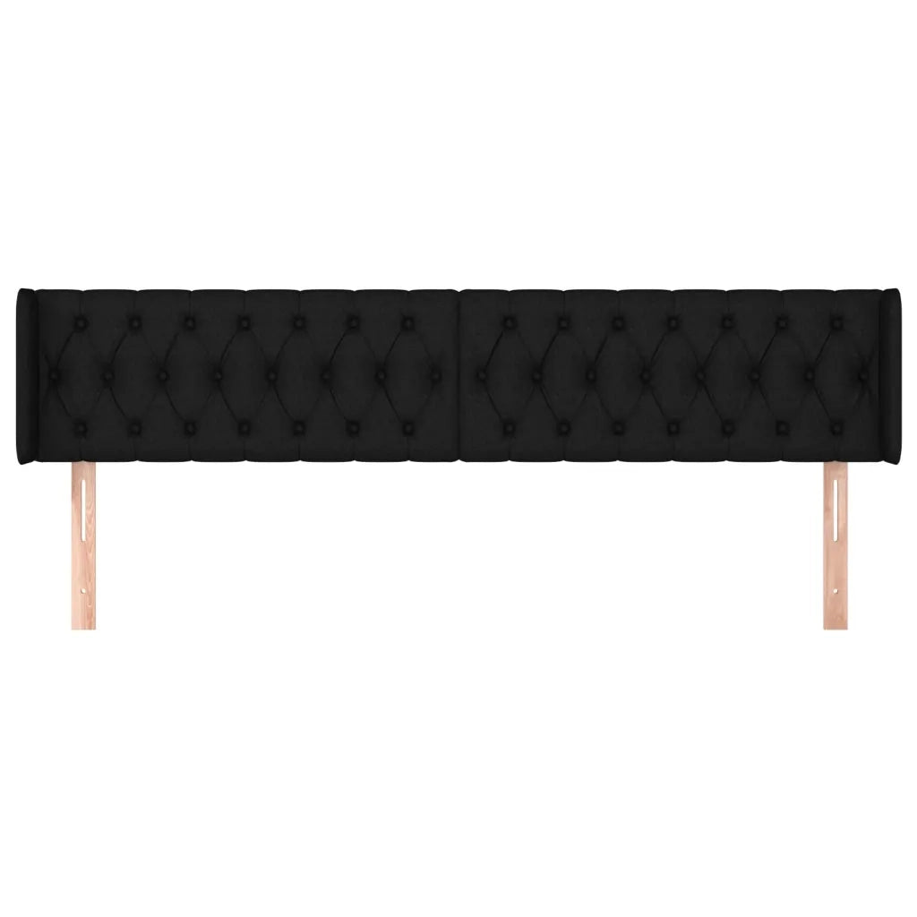 Testiera | Testata ad Orecchio Nera 183x16x78/88 cm in Tessuto