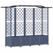Fioriere | Cassetta per fiori | Letto Rialzato con Griglia e Tetto Grigio 204 x 40 x 141 cm PP